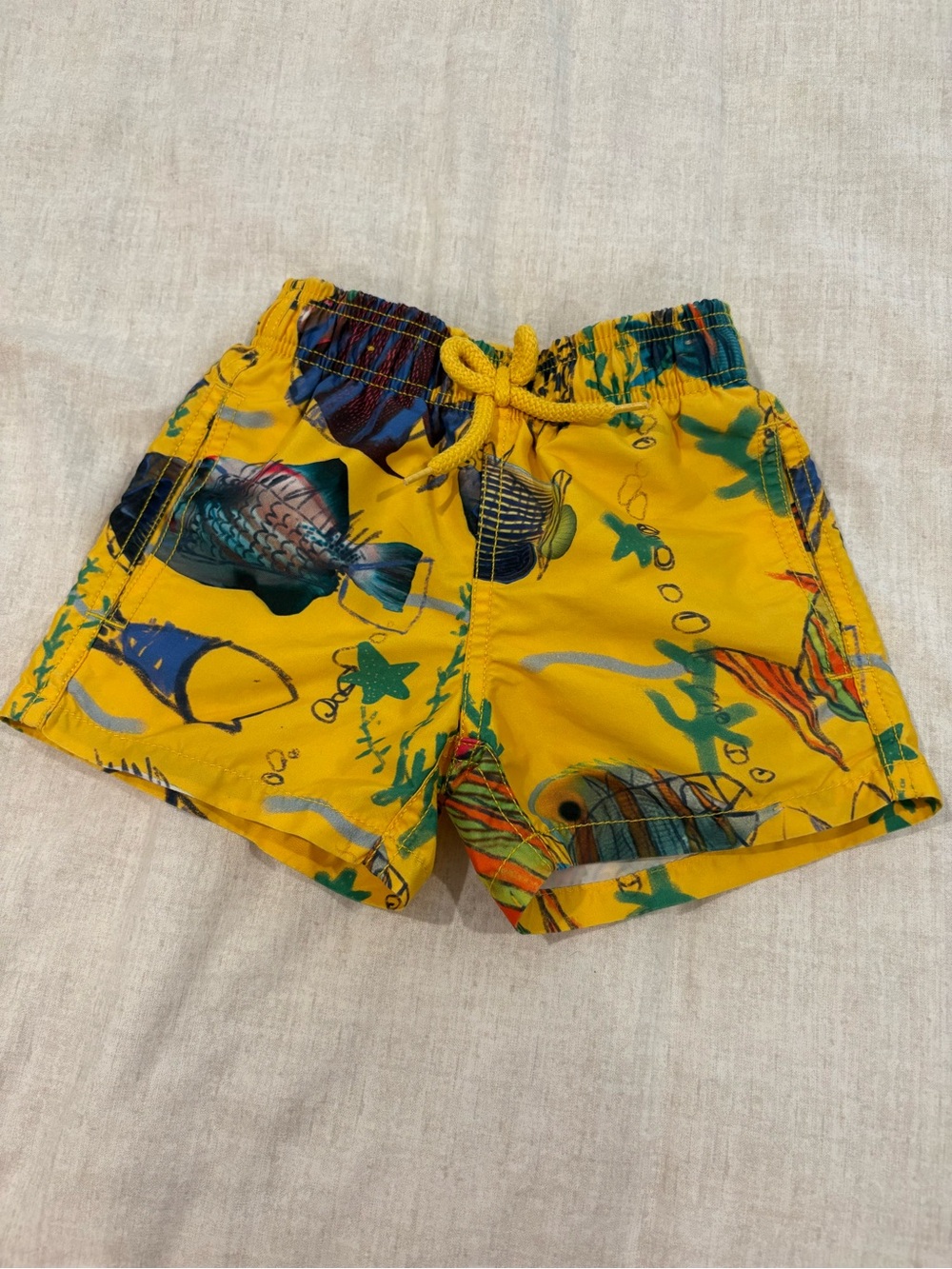 Vilebrequin toddler boys 2T yellow fish swim trunks